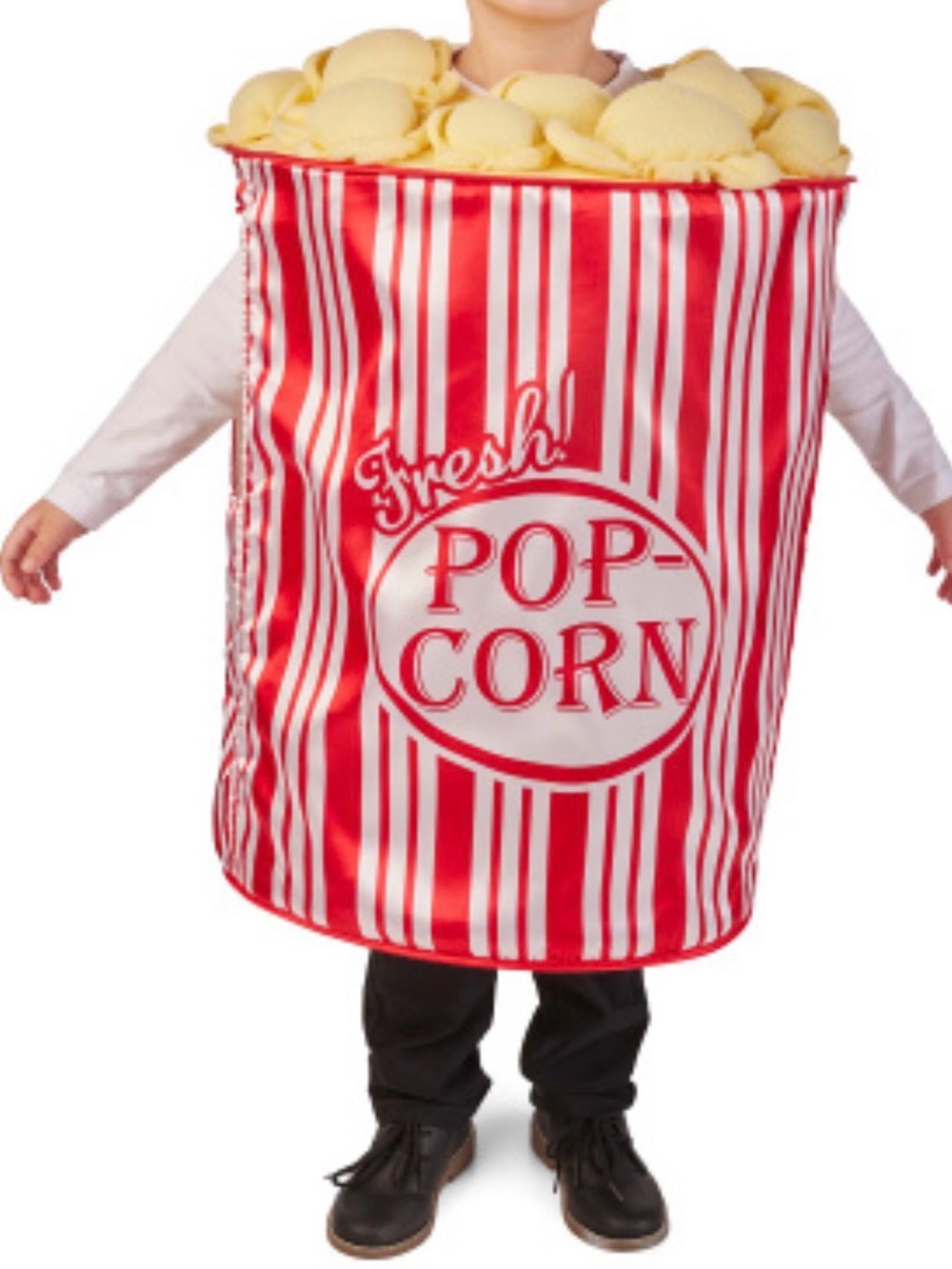 Kids Red & White Movie Popcorn Box Container Halloween Costume Size 4-10